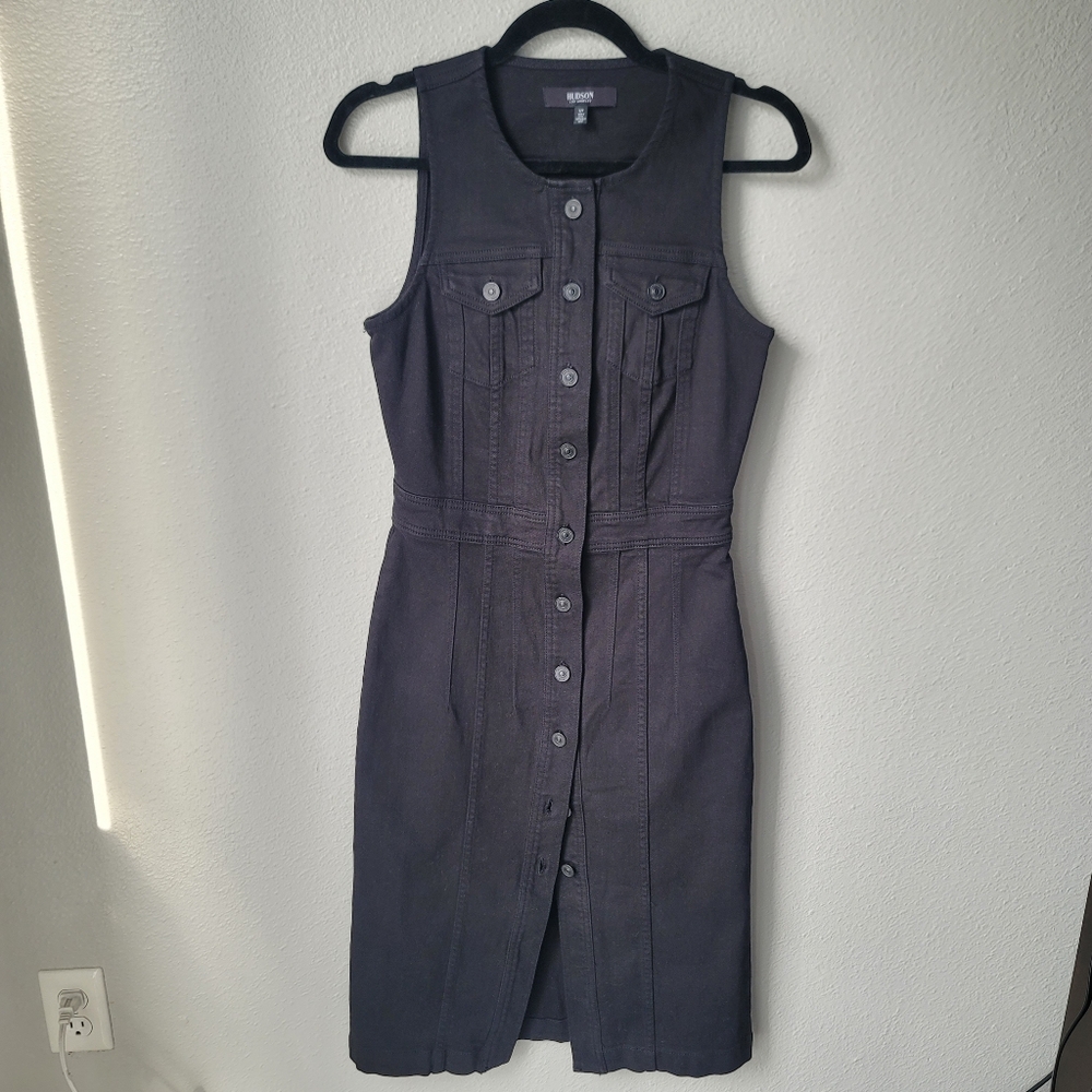 Hudson Button Front Denim Dress Size Small In Black